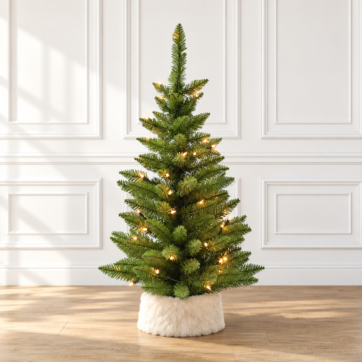 3' Prelit Tabletop Christmas Tree with Burlap Base
