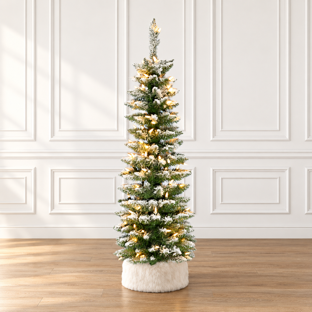 Snow Flocked Pencil Tree