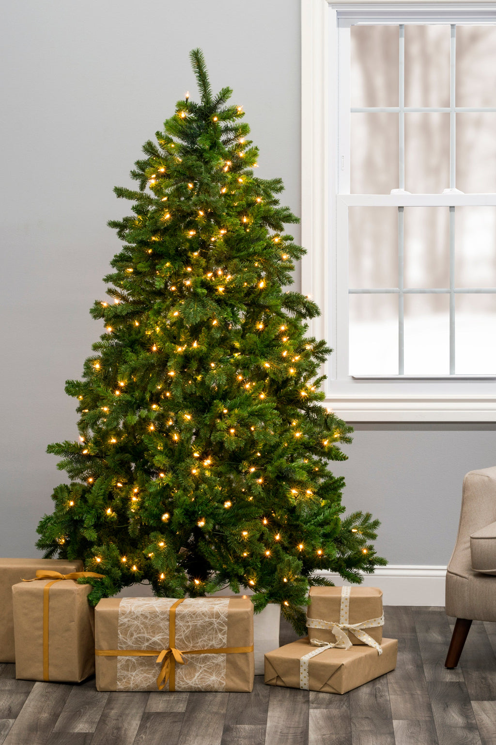 Prelit Calgary Spruce Christmas Tree with Warm White Lights