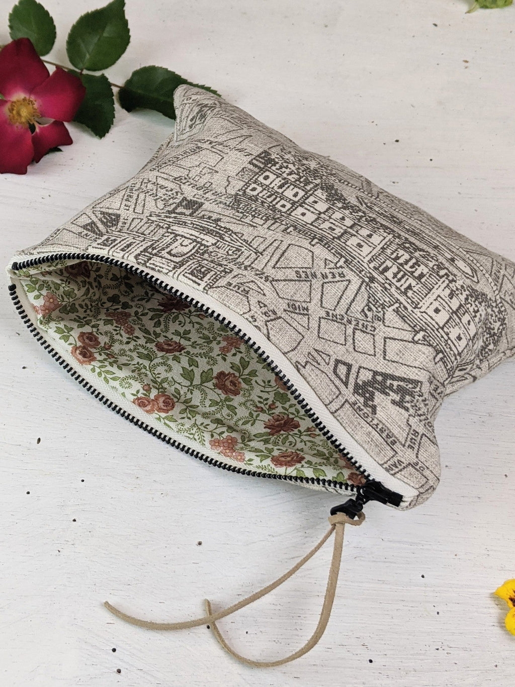 Paris Map Cotton Canvas Purse