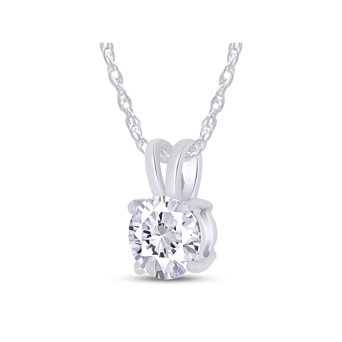 .80 CTW Certified Genuine Moissanite Solitaire Pendant Necklace - Choice of 14k White or Yellow Gold