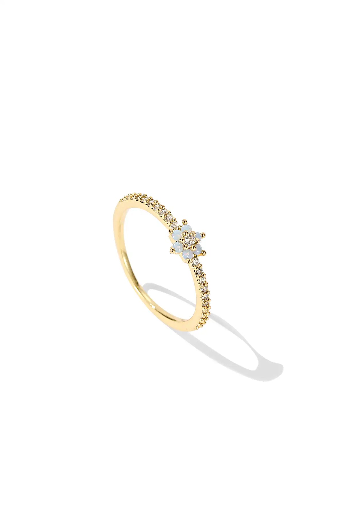 Blue Flower Gold Crown Ring