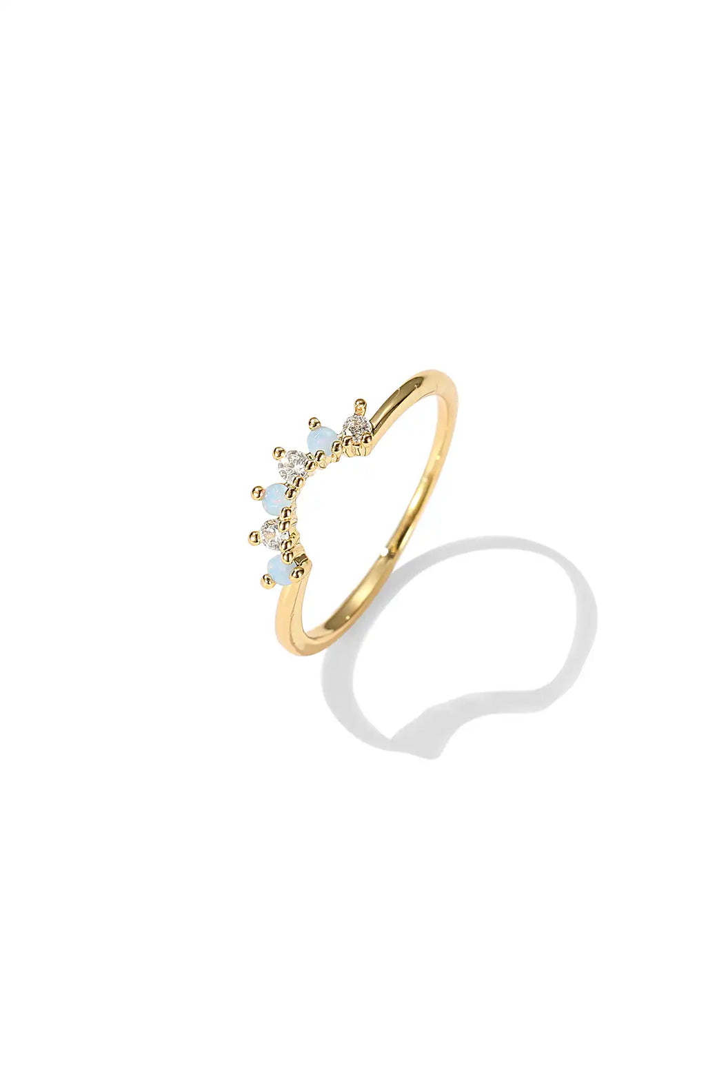 Blue Flower Gold Crown Ring