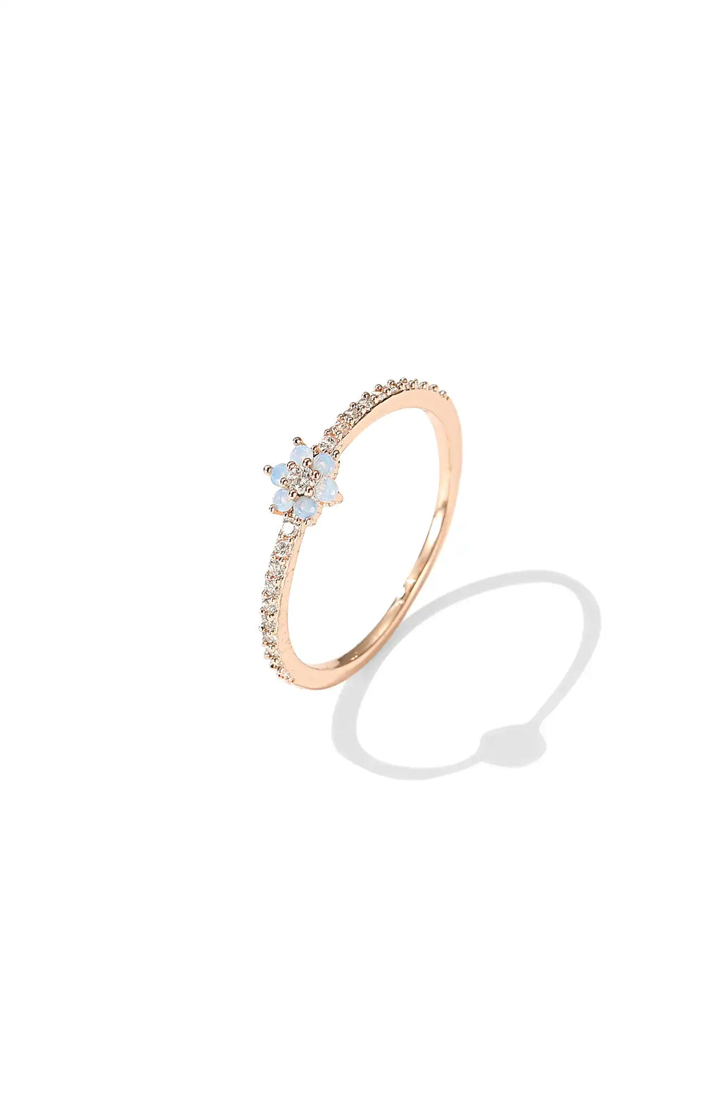 Blue Flower Gold Crown Ring
