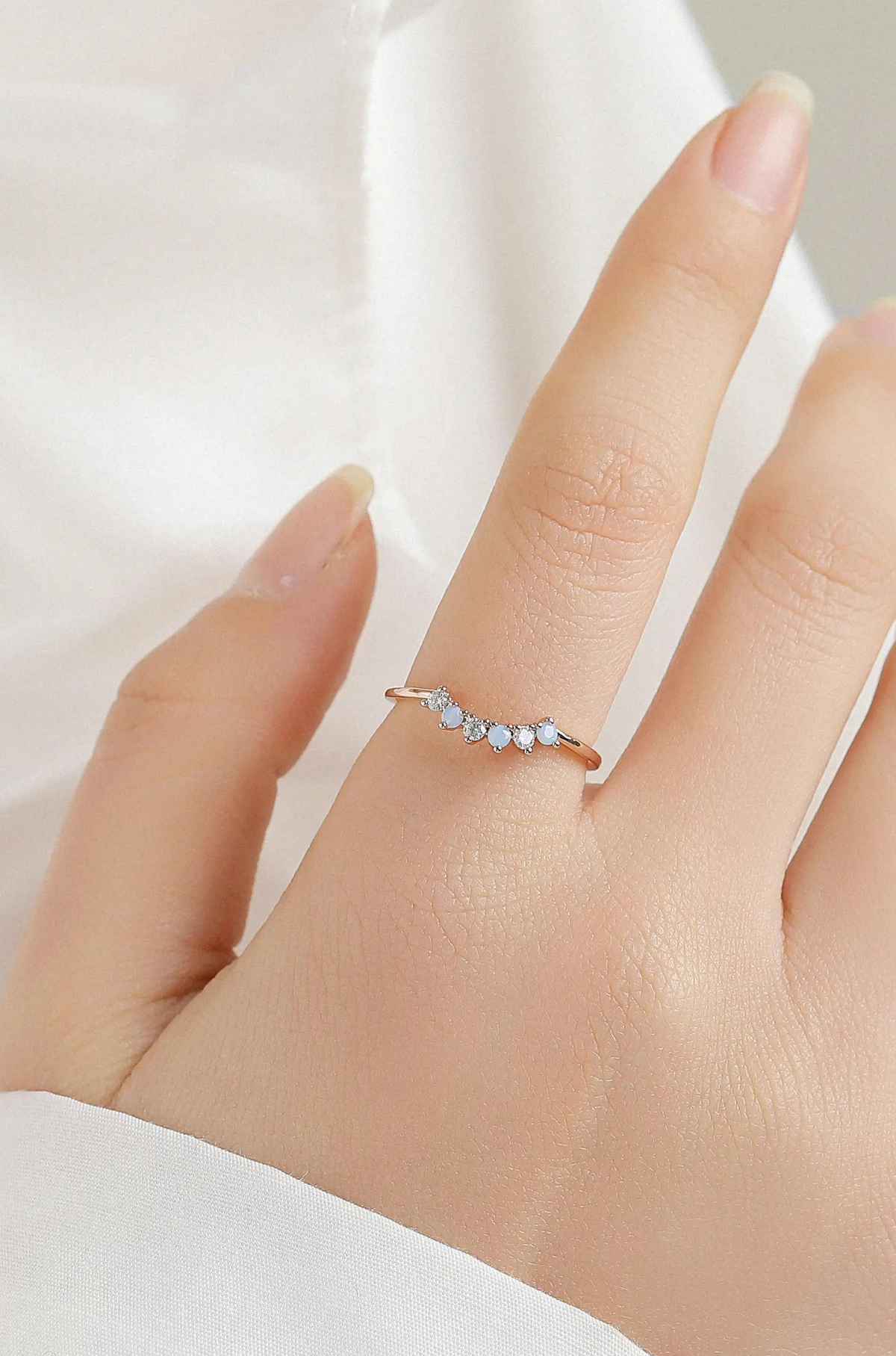 Blue Flower Gold Crown Ring