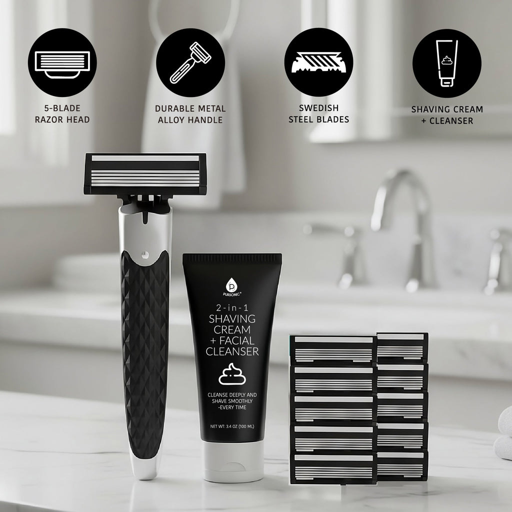 Ultimate Men's Grooming Bundle - Rechargeable Electric Shaver & Premium Men's Shaving Kit-1