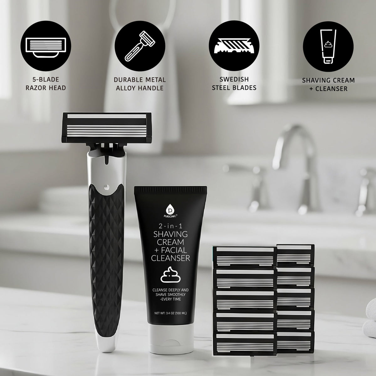 Ultimate Men's Grooming Bundle - Rechargeable Electric Shaver & Premium Men's Shaving Kit-1