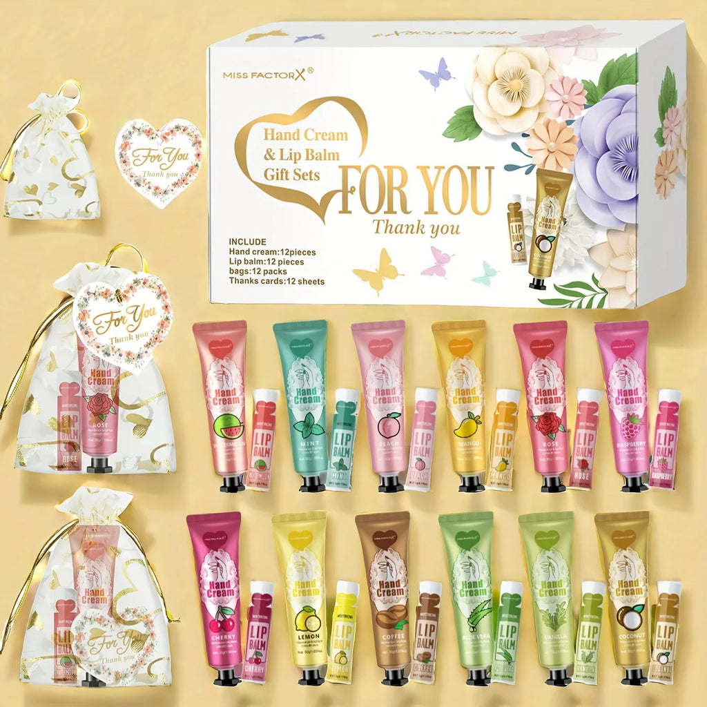 Hand Cream and Lip Balm Gift Set, 12 Piece