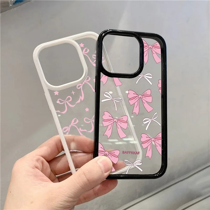 Pink Bowknot Clear Phone Case