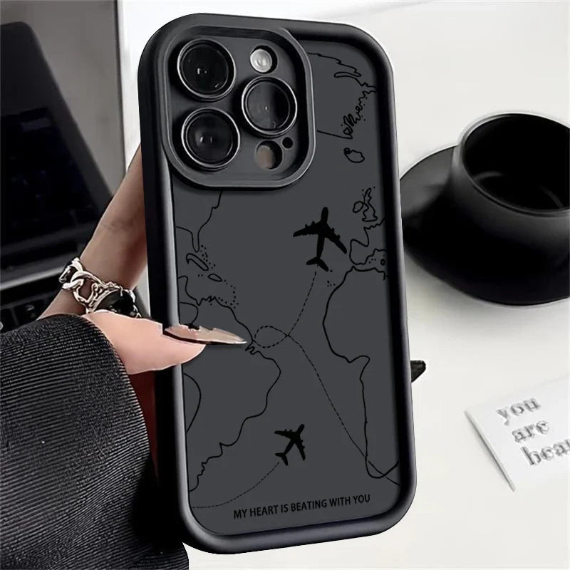 Airplane Route Pattern Phone Case For iPhone