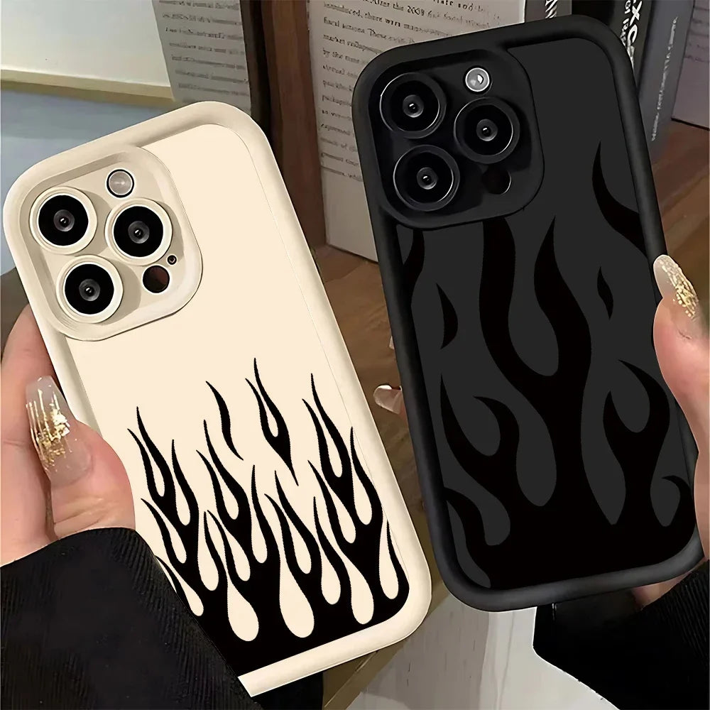 Fashion Black Flame Silicone Phone Case