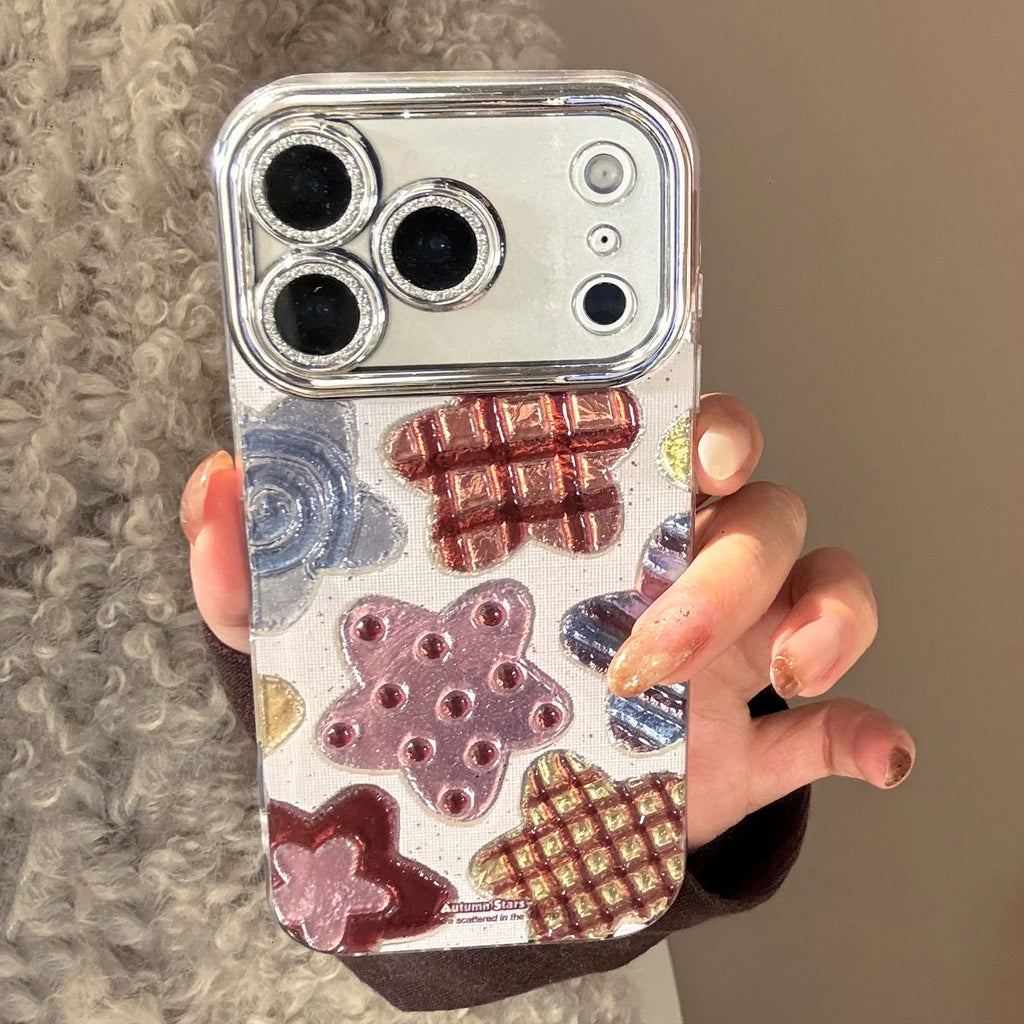 Korean Colorful Stars Glitter Plating Phone Case For iPhone