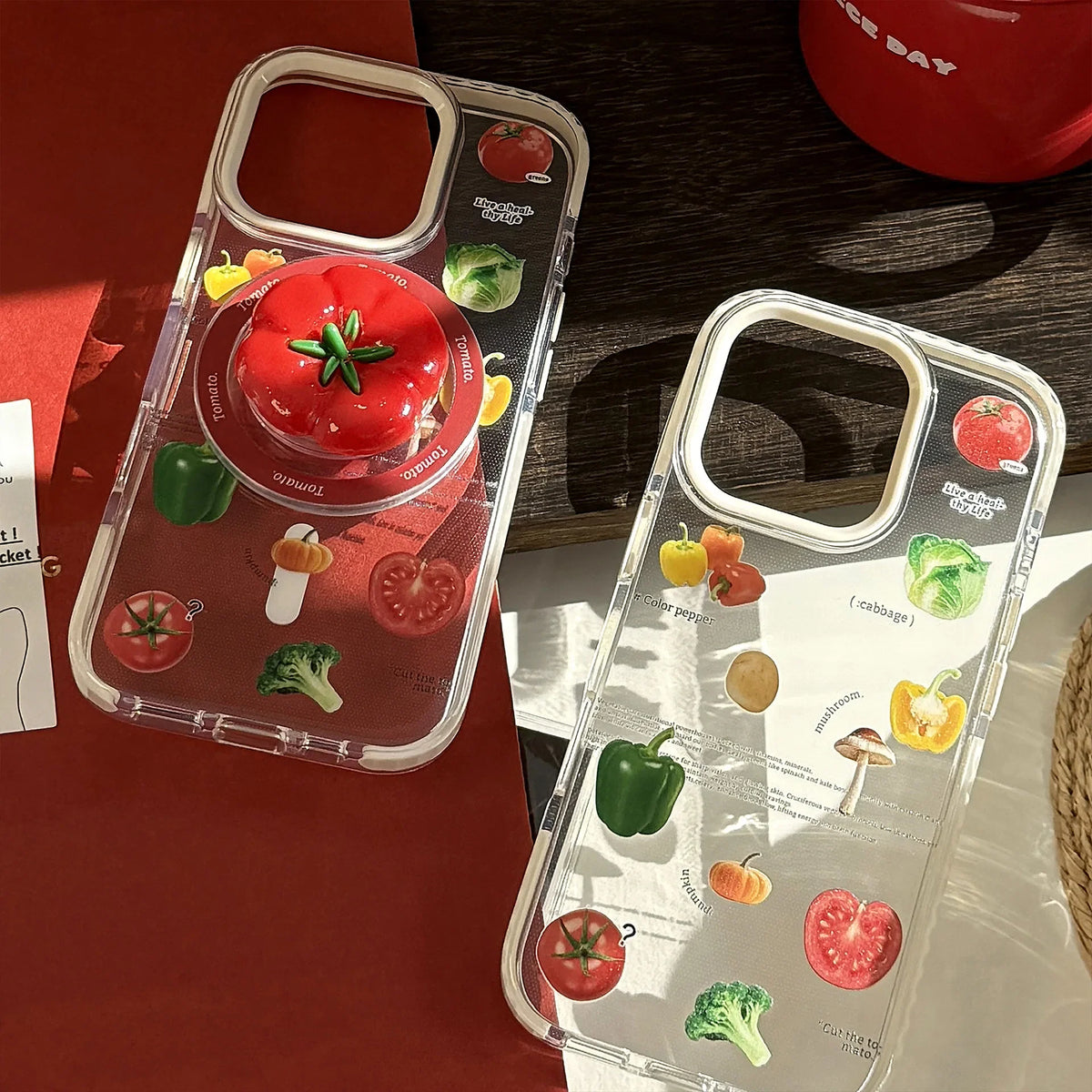Korean Vegetable 3D Cartoon Tomato Bracket Magnetic Phone Case For iPhone