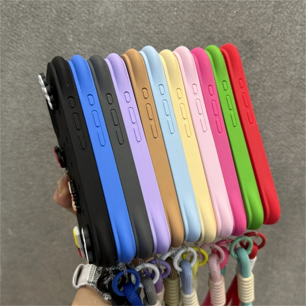 Diy Charms Holes Liquid Silicone Soft Case for iPhone