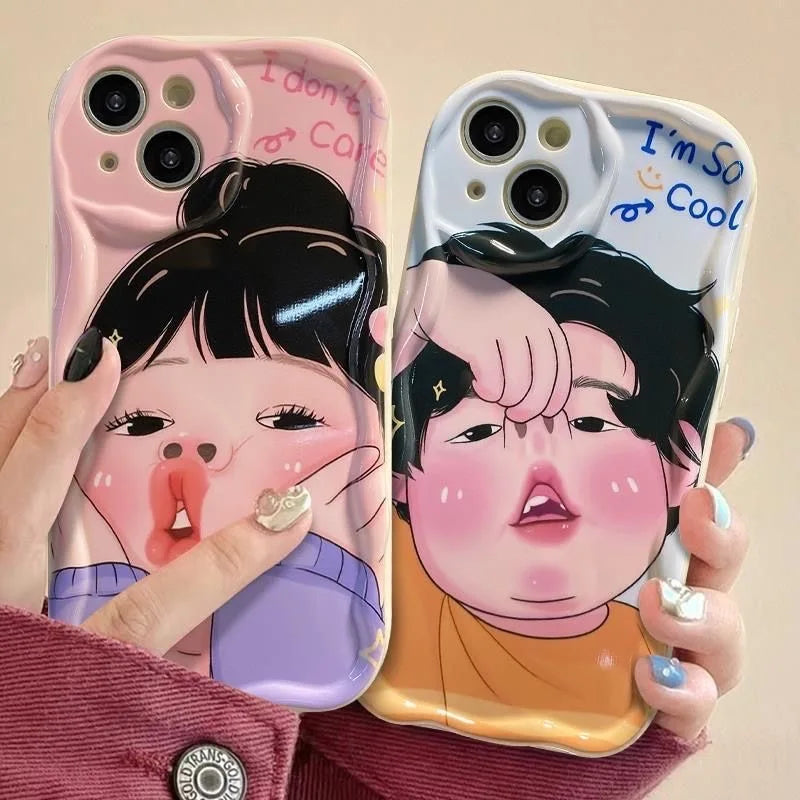 Spoof Girl Boy Nose Picking Wave Phone Case