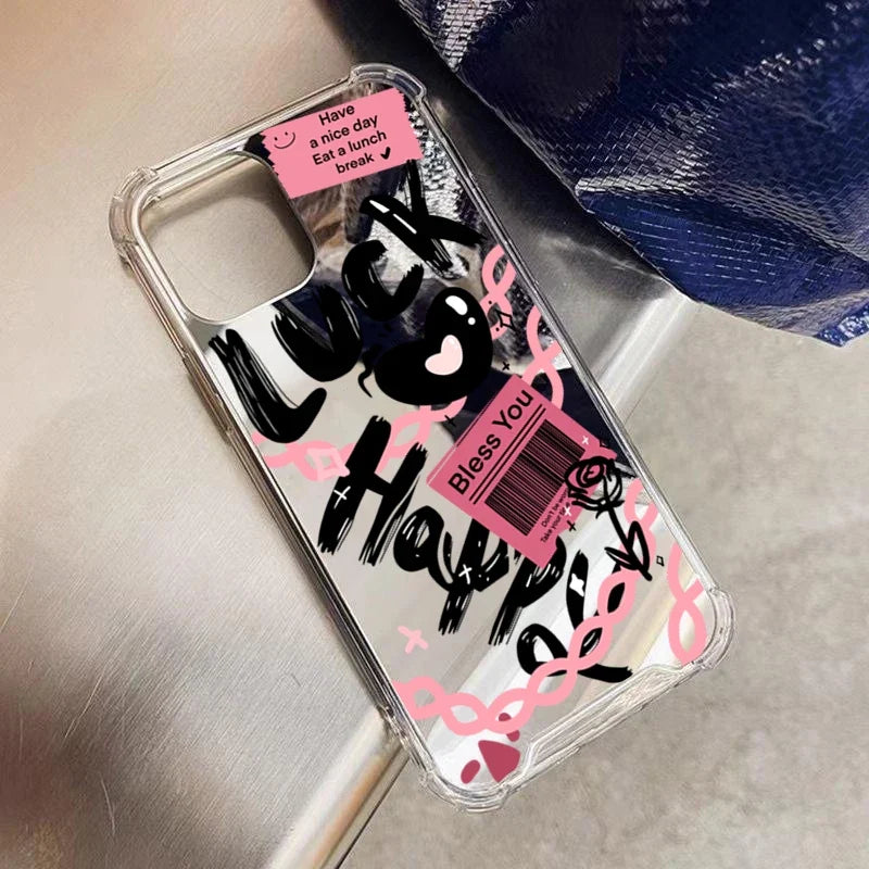 Lucky Love Pattern Mirror Acrylic Phone Case