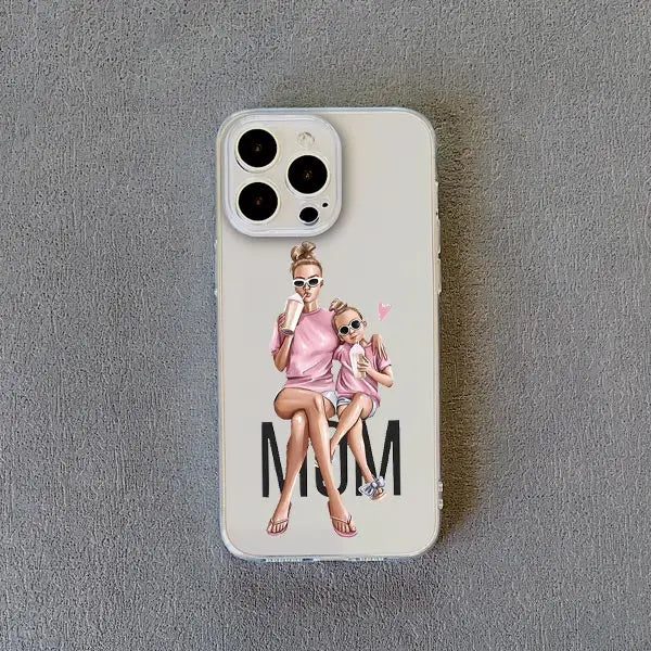 Family Mama Of Girl Mom Clear Phone Case For iPhone