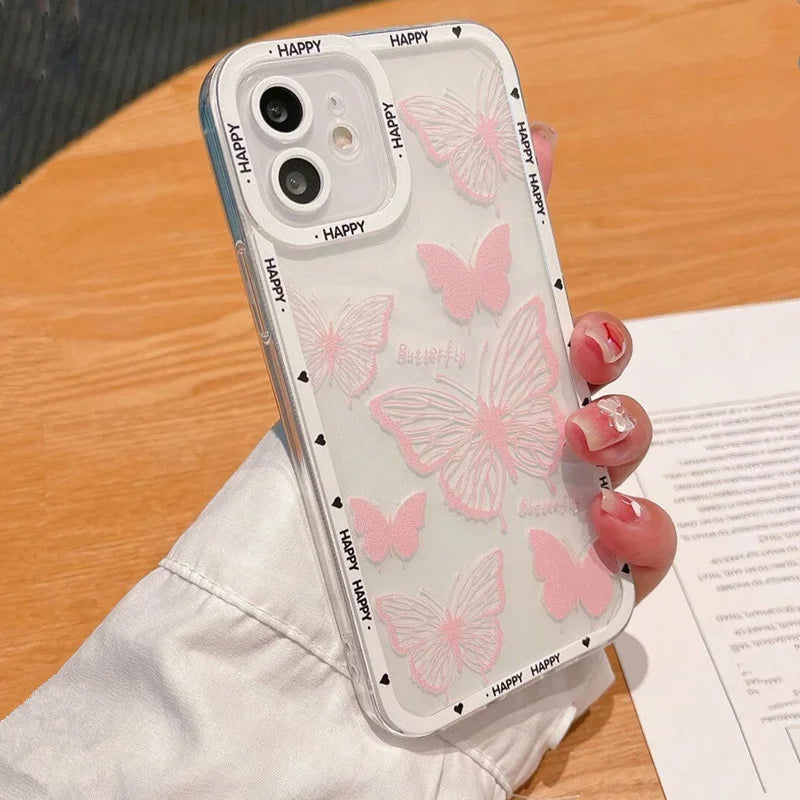 Cute Pink Butterfly Pattern Phone Case