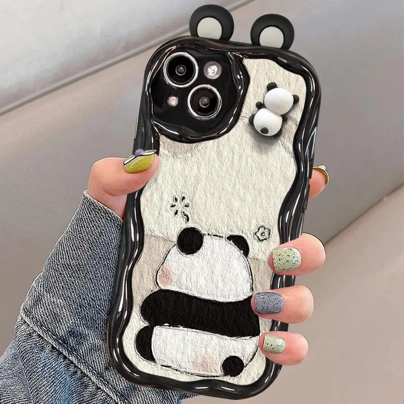 Funny Panda Toy Cartoon Ear Wave Soft Phone Case