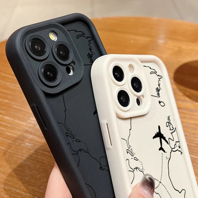 Airplane Route Pattern Phone Case For iPhone