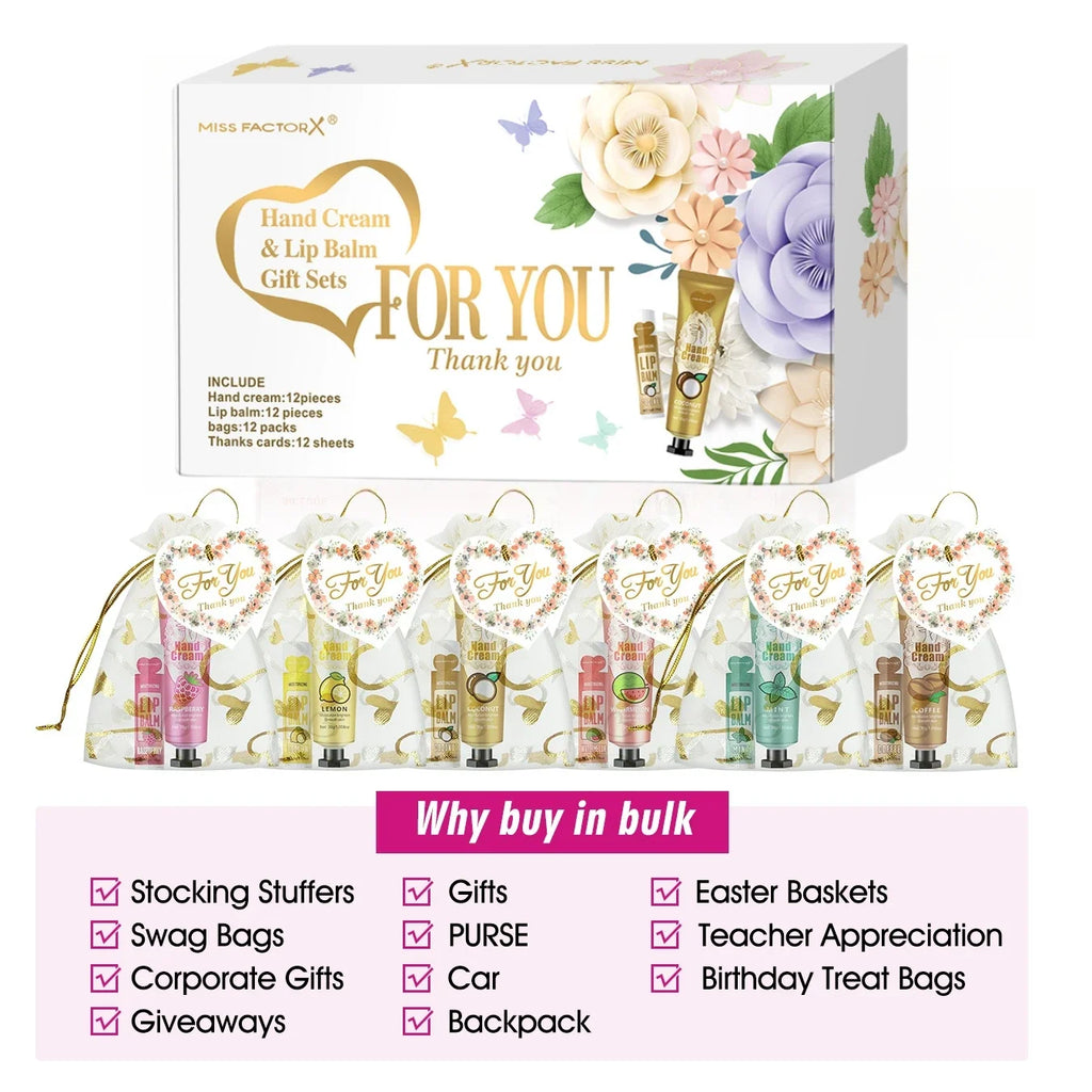 Hand Cream and Lip Balm Gift Set, 12 Piece