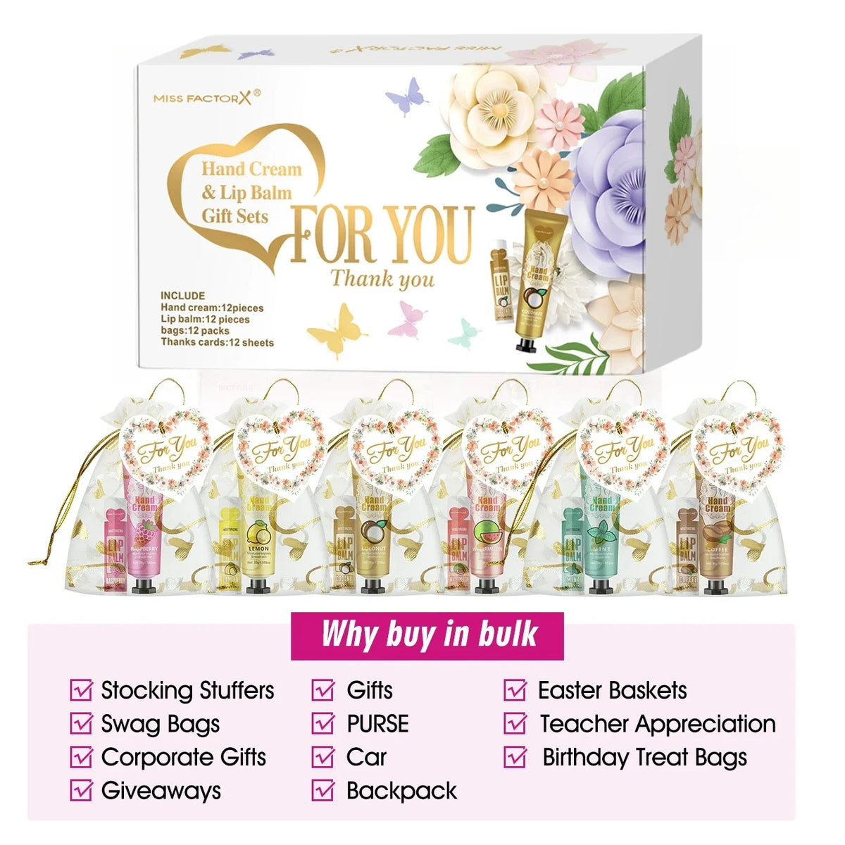 Hand Cream and Lip Balm Gift Set, 12 Piece