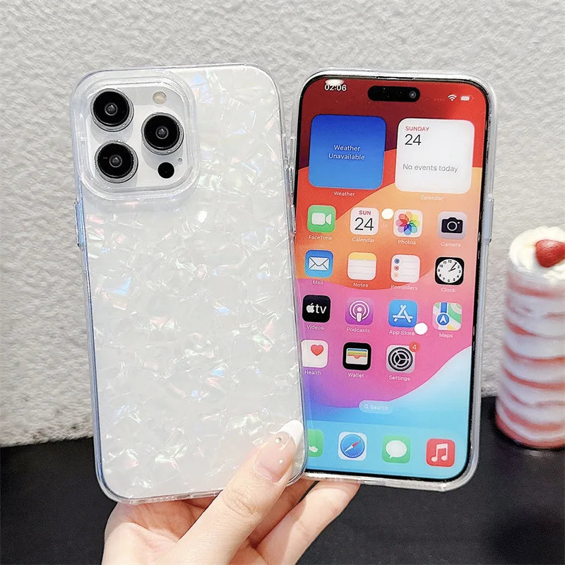 Luxury Solid Color Shell Pattern Phone Case For iPhone