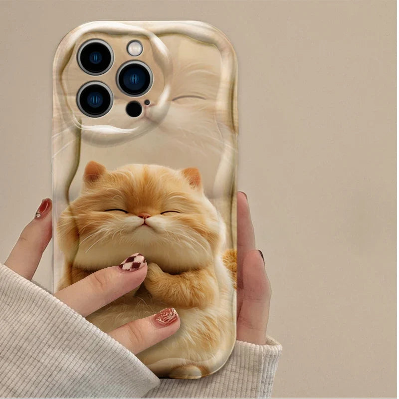 Orange Black White Cat Lovely Expression Phone Case For iPhone