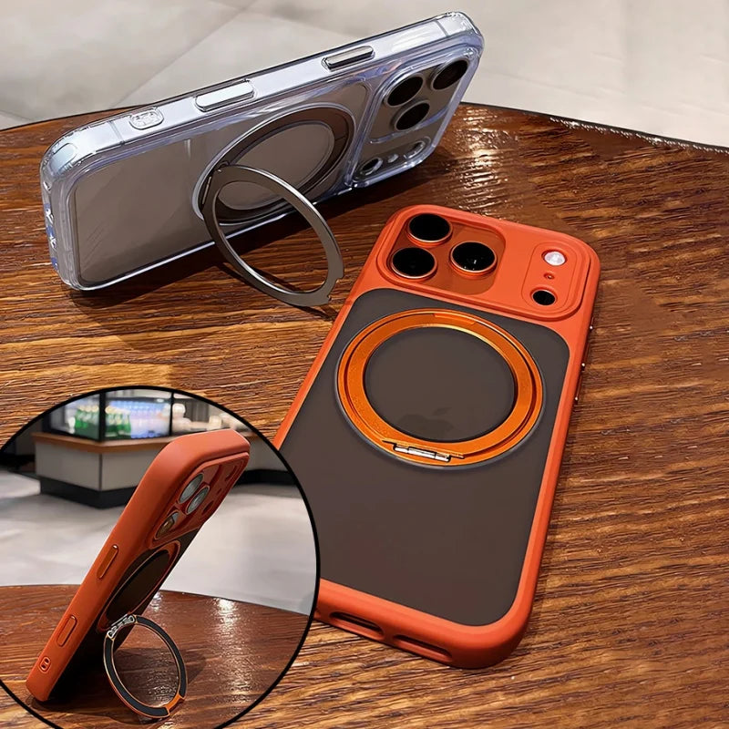 Matte Rotating Bracket Holder Magnetic Phone Case For iPhoneCover