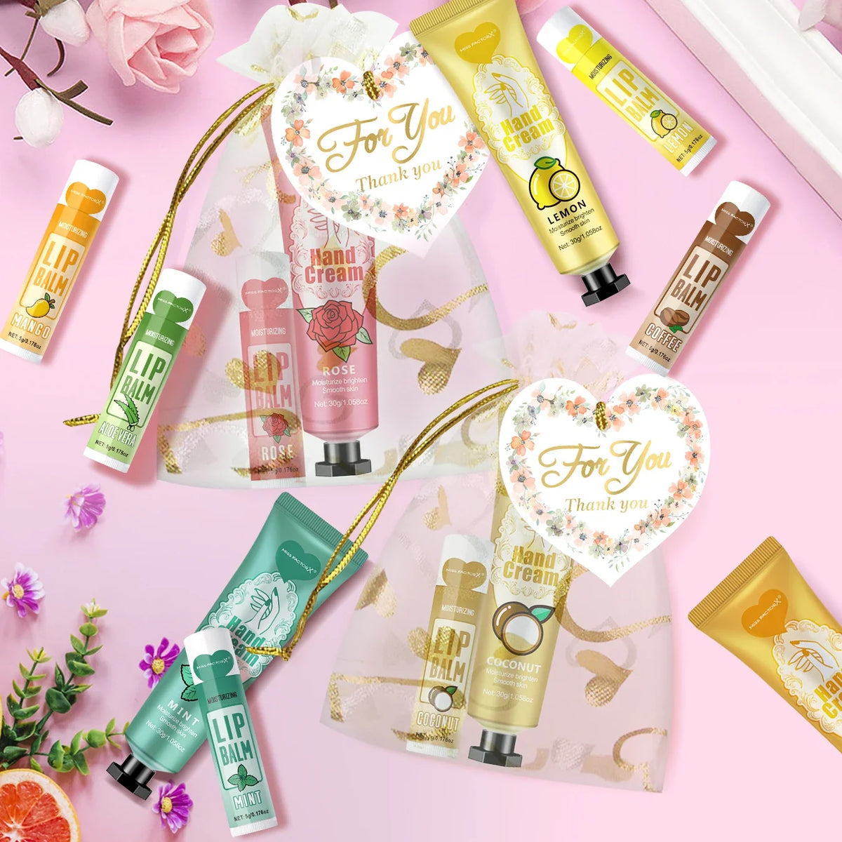 Hand Cream and Lip Balm Gift Set, 12 Piece