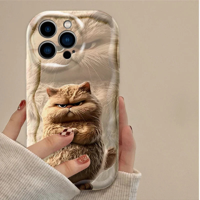 Orange Black White Cat Lovely Expression Phone Case For iPhone