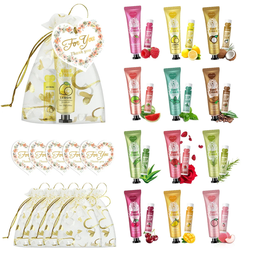 Hand Cream and Lip Balm Gift Set, 12 Piece