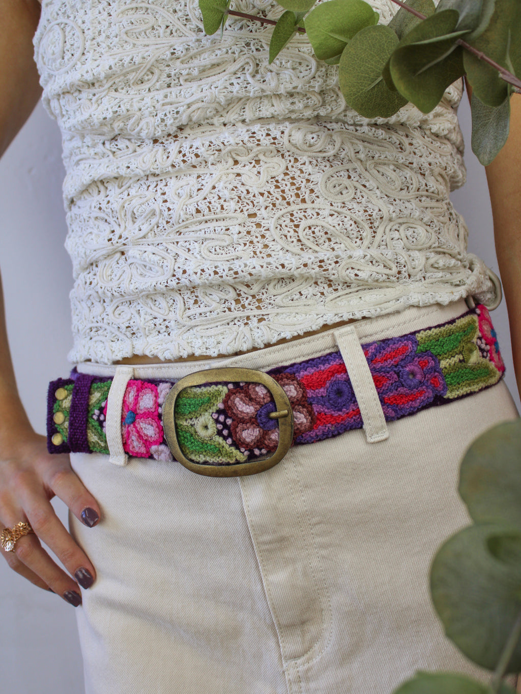 Sangria Embroidered Belt