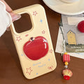 Korean 3D Cartoon Red Apple With Fork Apple Core Pendant Soft Phone Case For iPhone