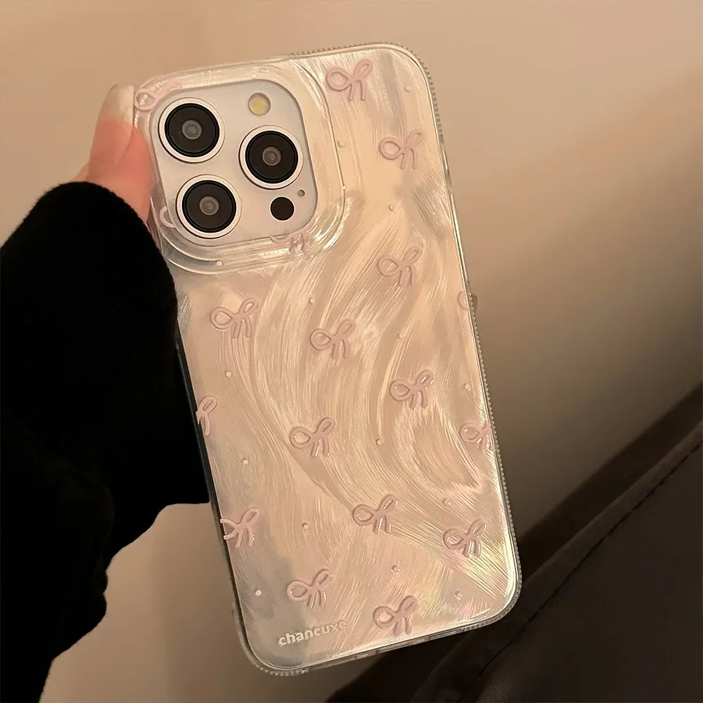 Luxury Laser Silver Bow Phone Case