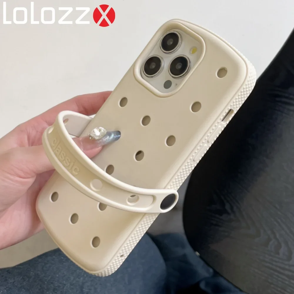 Creative Slipperas Diy For Crocs Charms Silicone Case Breathable, Shockproof , Soft Cover For iPhone
