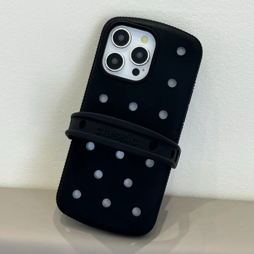 Creative Slipperas Diy For Crocs Charms Silicone Case Breathable, Shockproof , Soft Cover For iPhone