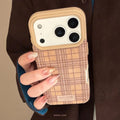 Korean Grid Pattern Leather Texture Phone Case For iPhone