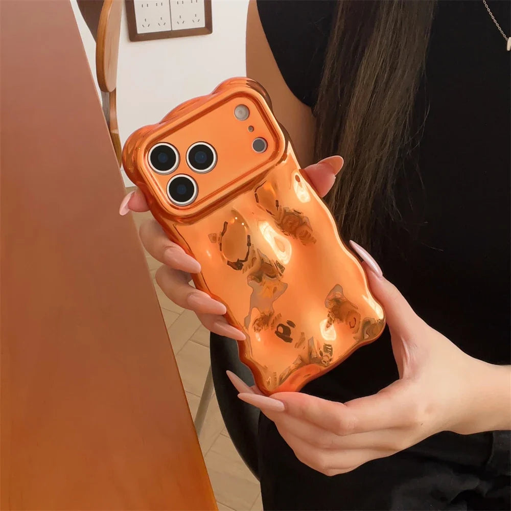 Luxury Plating Wrinkle Wavy Curly Case For iPhone