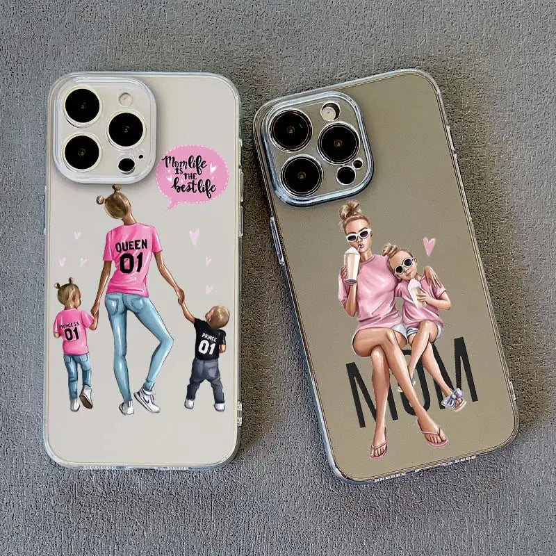 Family Mama Of Girl Mom Clear Phone Case For iPhone