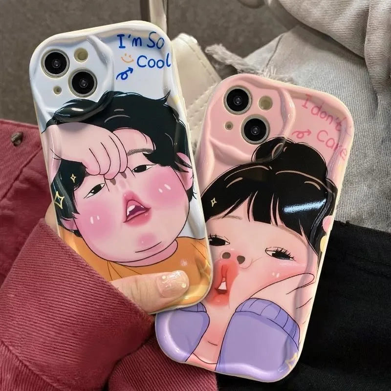 Spoof Girl Boy Nose Picking Wave Phone Case