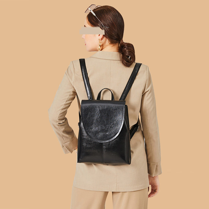 Top Grain Leather Backpack Women City Backpack Natural Cowhide Leather Travel Backpack Stylish Shoulder Bag Christmas Gift SX2612-1