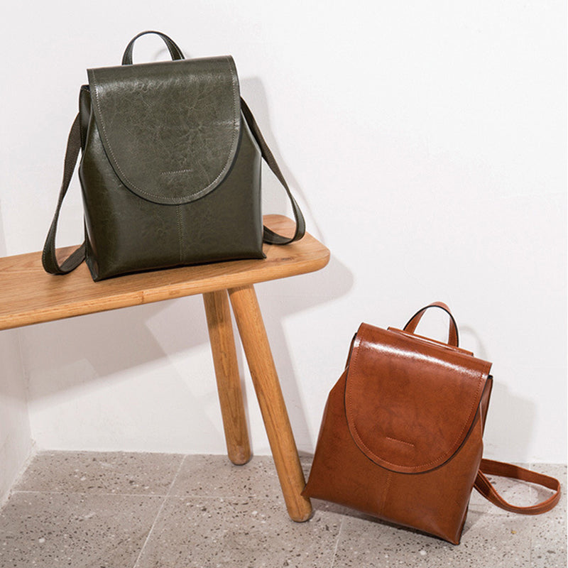 Top Grain Leather Backpack Women City Backpack Natural Cowhide Leather Travel Backpack Stylish Shoulder Bag Christmas Gift SX2612-1