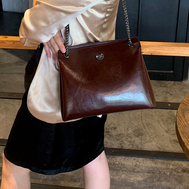 Top Grain Leather Messenger Bag Women Leather Shoulder Bag Casual Genuine Natural Leather Crossbody Bag SX55-519