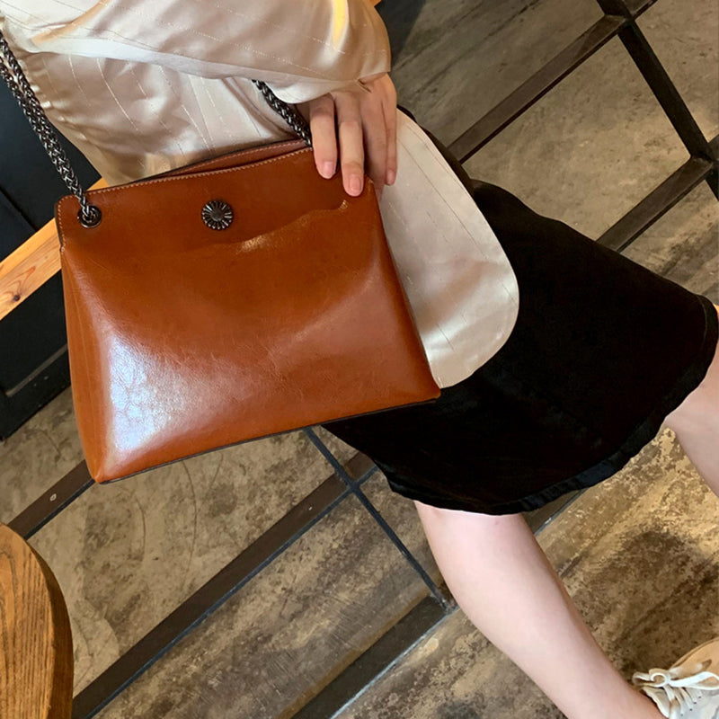 Top Grain Leather Messenger Bag Women Leather Shoulder Bag Casual Genuine Natural Leather Crossbody Bag SX55-519