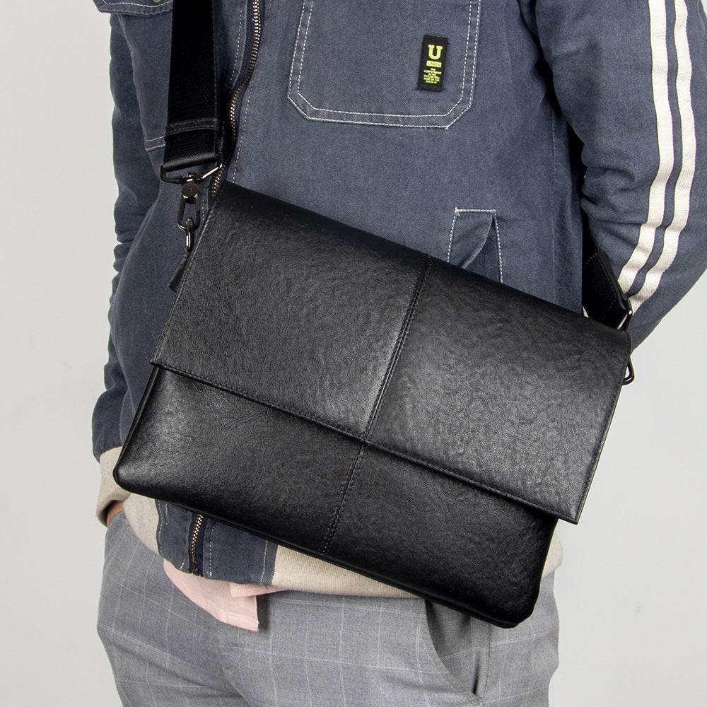 Rockcow Top Grain Leather Messenger Bags Women's Black Leather Shoulder Bag Clutch Bag C003A