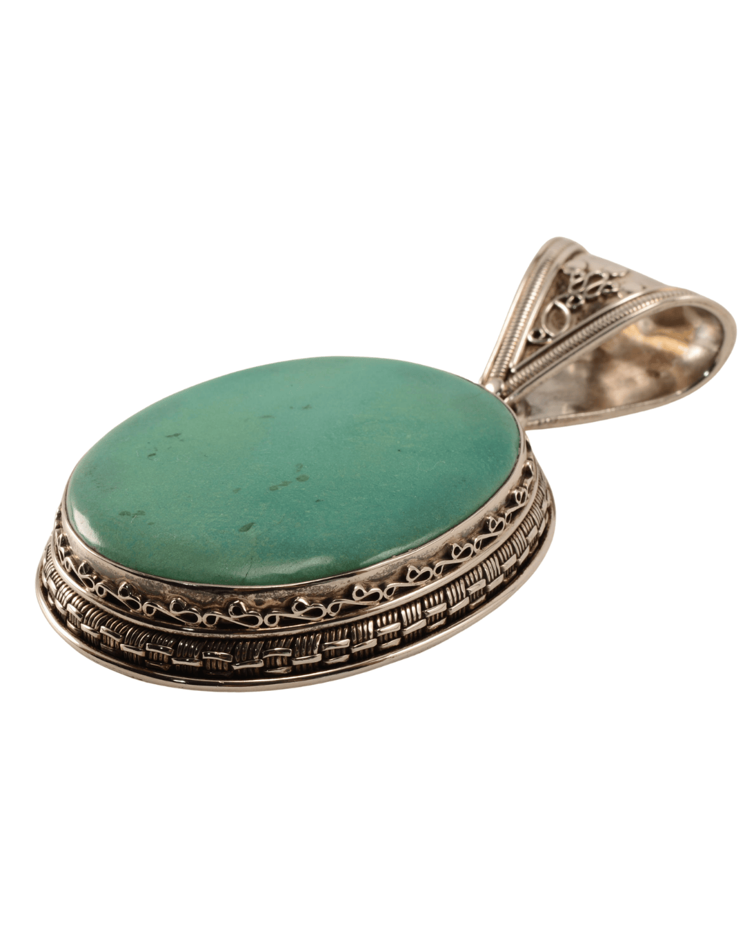 Large Sterling Silver Turquoise Statement Pendant - 102mm