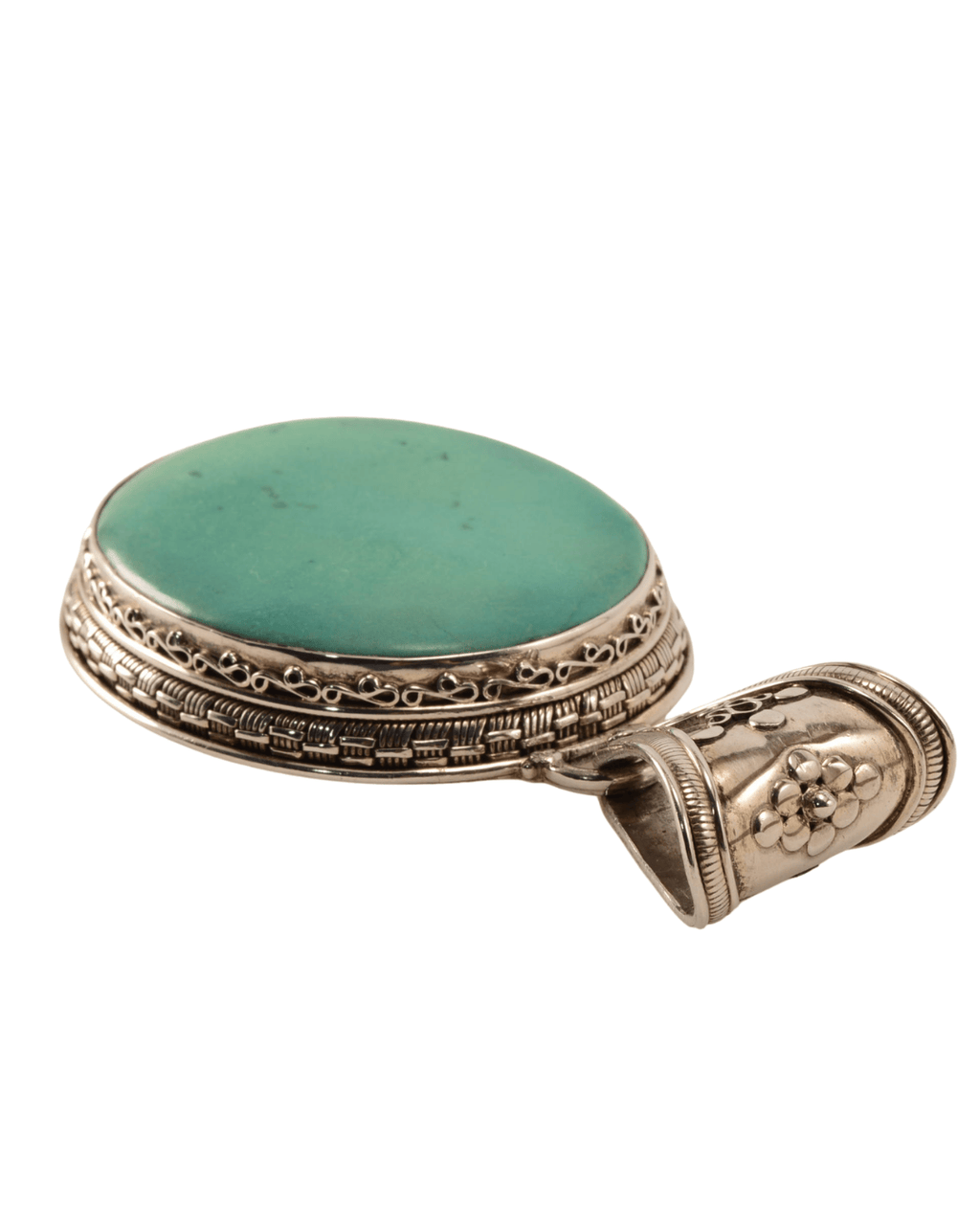 Large Sterling Silver Turquoise Statement Pendant - 102mm