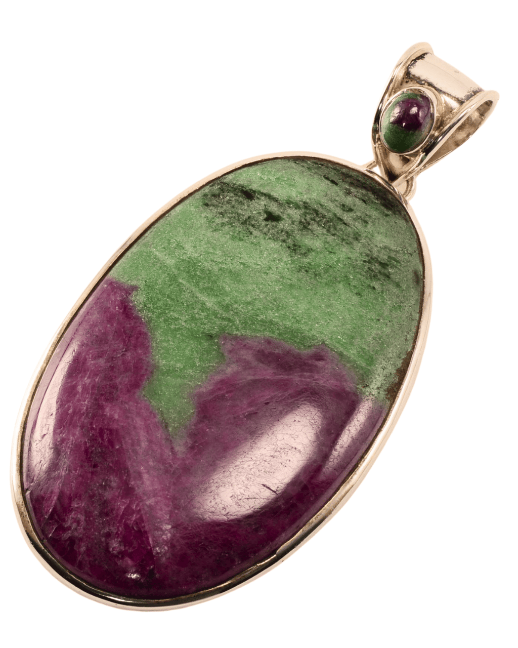 Sterling Silver Ruby Zoisite Statement Pendant - 81mm