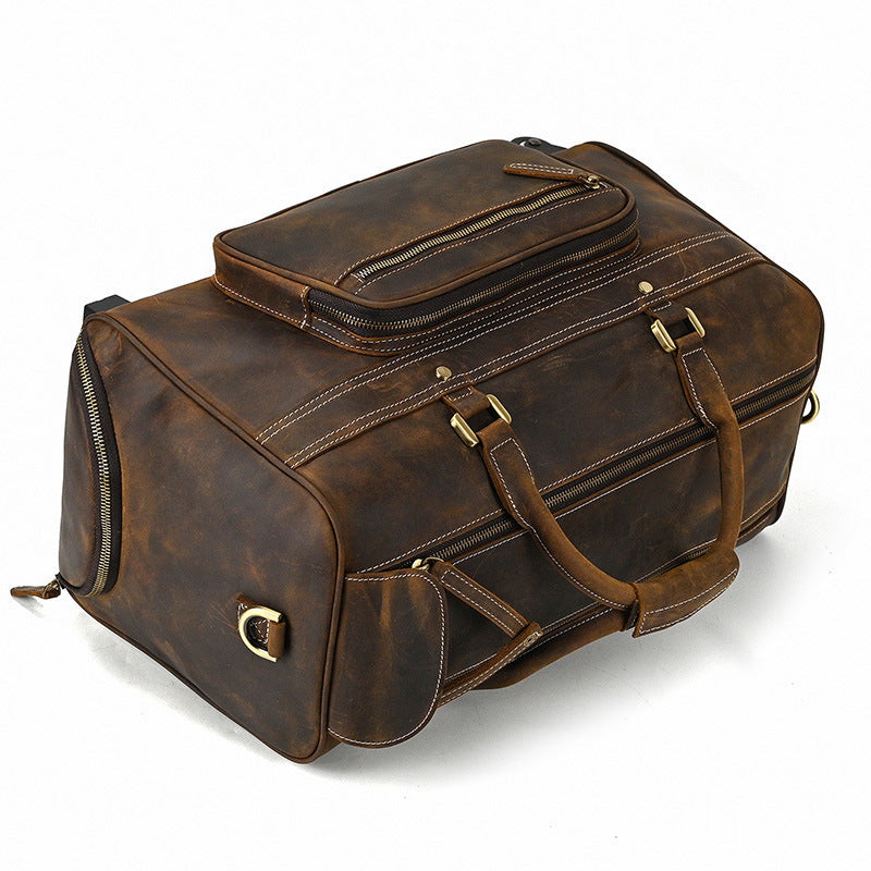 Vintage Full Grain Leather Travel Bag Handmade Leather Duffle Bag Holdall Trolley Luggage Bag